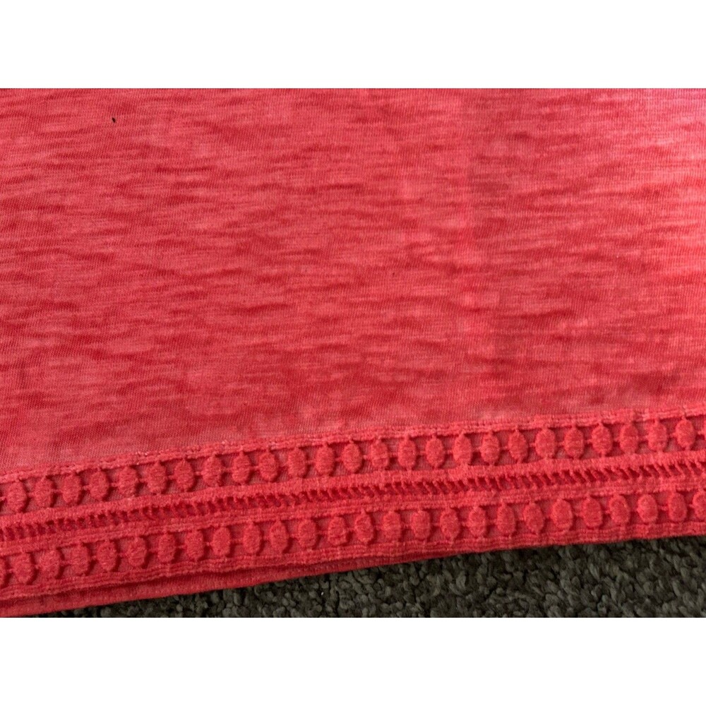 Chico's Coral V-Neck Shift Dress Slub Cotton Crochet Trim - Size 3 (Fits XL - Picture 4 of 9